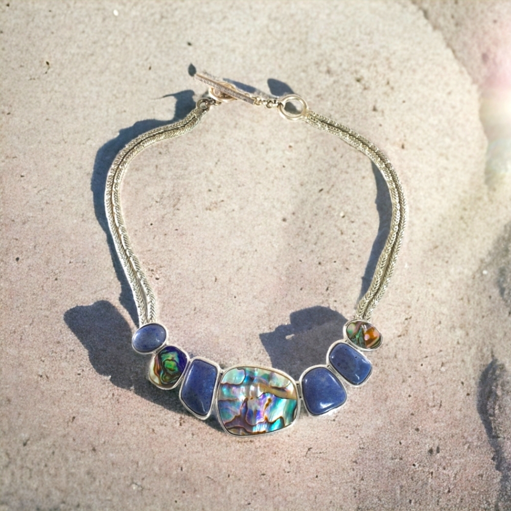 Kenneth Cole Abalone and Blue Stone Necklace